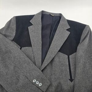 VTG Pagano West Blazer Mens Western Contrast Yoke Arrow Embroidery Grey 46R